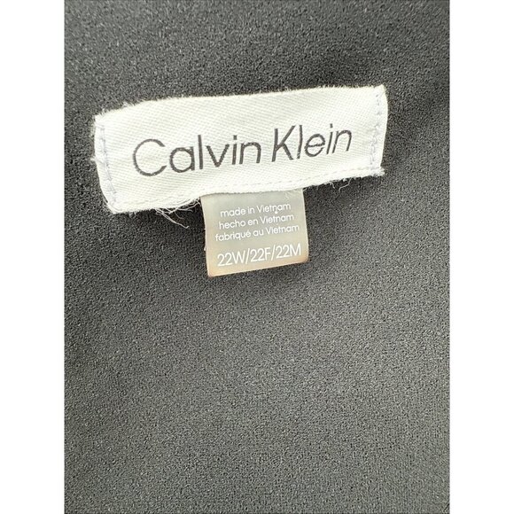 New Calvin Klein Plus Size 22W Black Ruffled Tulip-Hem Crepe Tie Belt Dress - Picture 7 of 9